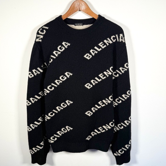 Balenciaga Allover Logo Sweater Large - Picture 1 of 3